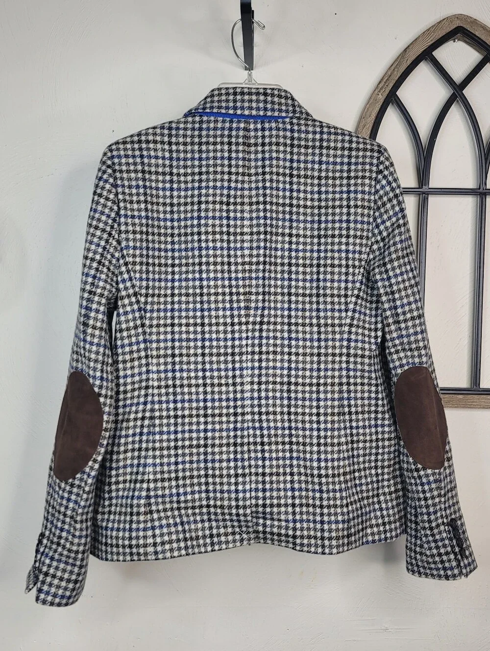 J. Crew Campbell Blazer Abraham Moon Tweed Houndstooth Patch 10 Excellent
